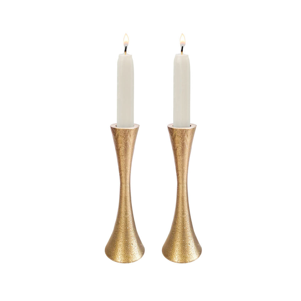Modern Tapered Candlesticks, Brass Finish