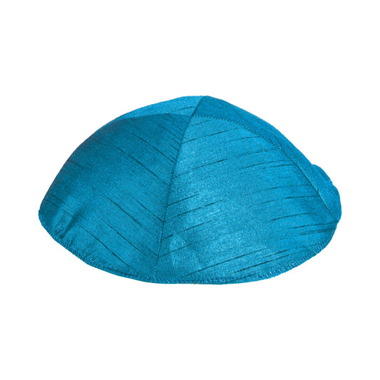Polysilk Embroidered Kippah, Turquoise