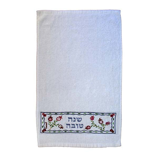 Embroidered Cotton Hand Towel, Shana Tova Pomegranate
