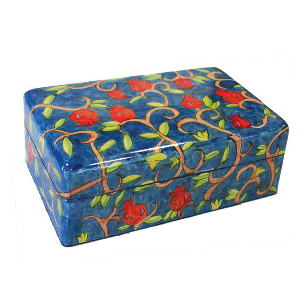 Hand Painted Wood Jewelry Box, Pomegranate