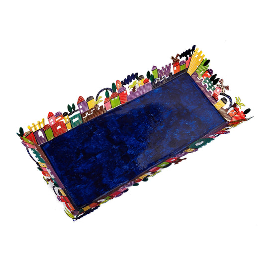 Laser Cut Hand Painted Metal Tray, Jerusalem