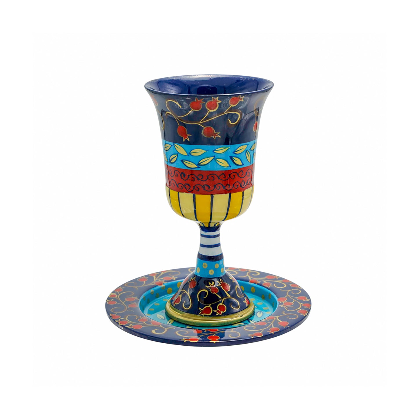 Hand-Painted Metal Kiddush Cup Set