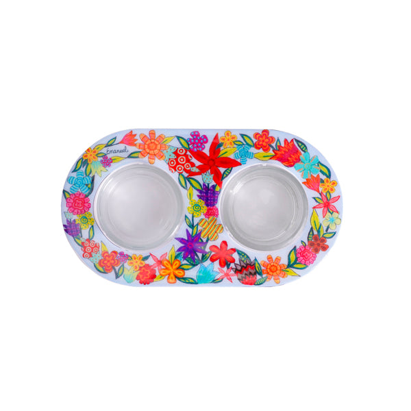Shabbat Tea Light Candle Holders - Decorative Hand-painted Style Plate
