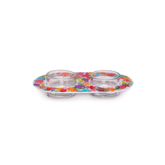 Shabbat Tea Light Candle Holders - Decorative Hand-painted Style Plate