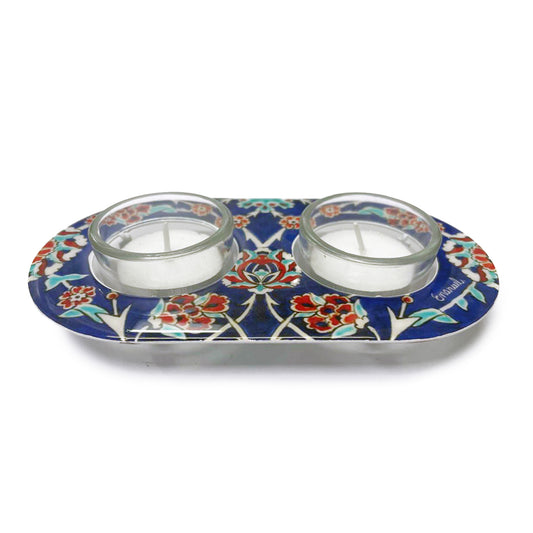 Shabbat Tea Light Candle Holders - Armenian Tiles