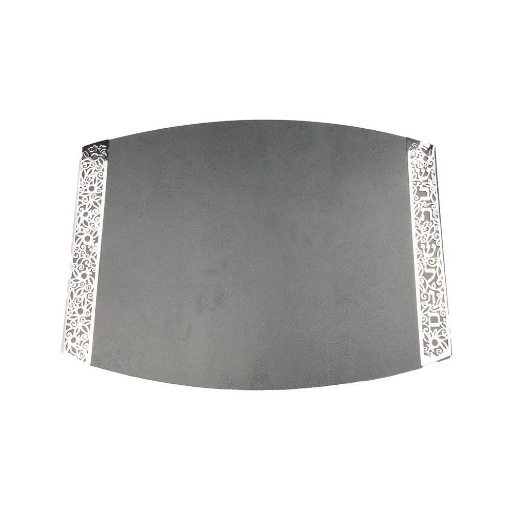 Ceramic Challah Board – Filigree Accent - Dark Gray