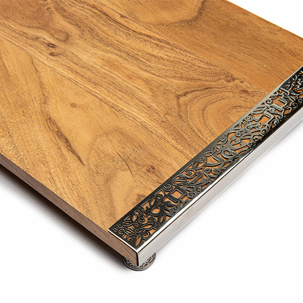 Wooden Challah Board - Filigree Accent Design - Pomegranates
