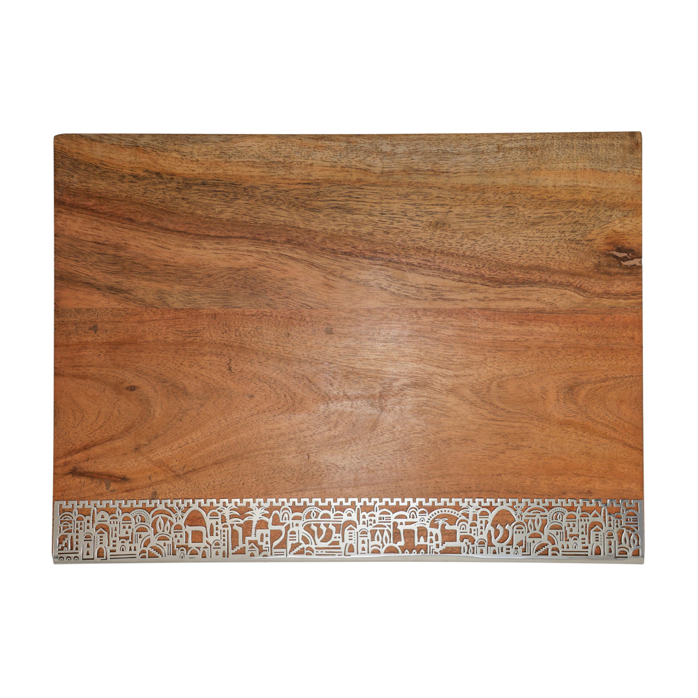 Wooden Challah Board – Filigree Accent Design - Jerusalem