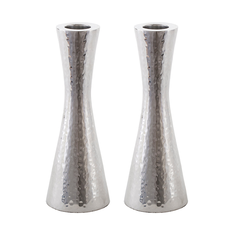 Hammered Pillar Shabbat Candlesticks 5.7"