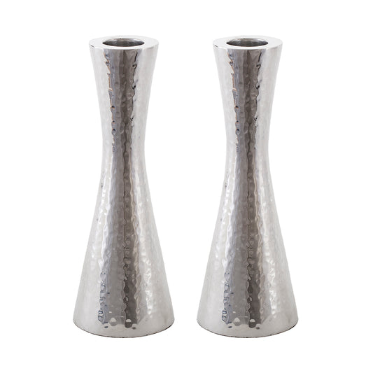 Hammered Pillar Shabbat Candlesticks 5.7"