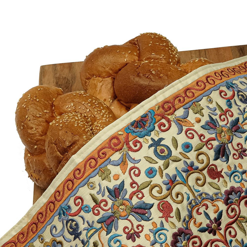 Premium Silk Embroidered Challah Cover – Oriental