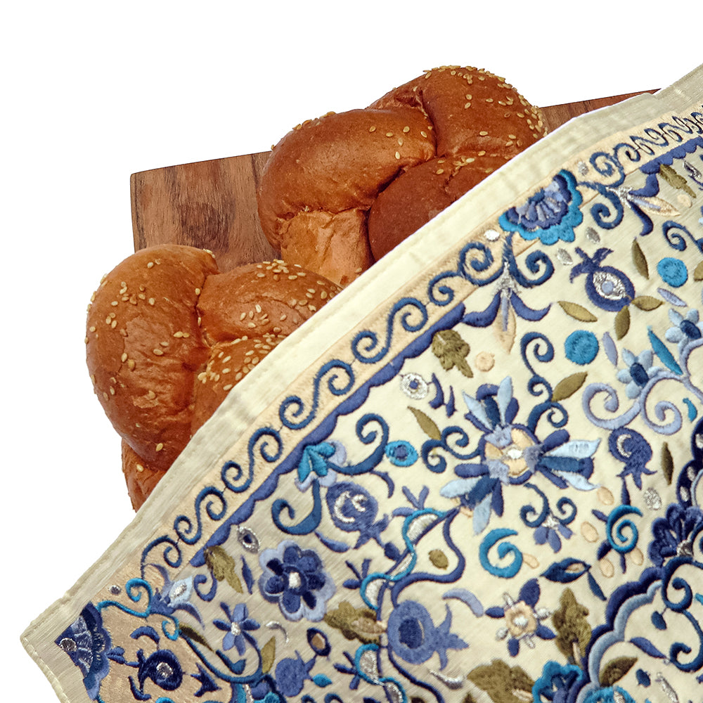 Premium Silk Embroidered Challah Cover – Oriental