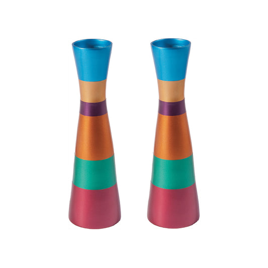 Anodized Aluminum Pillar Shabbat Candlesticks Holders – Multicolor