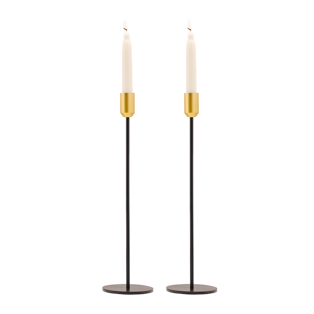 Modern Tapered Metal Candlestick, 12.6 Inch