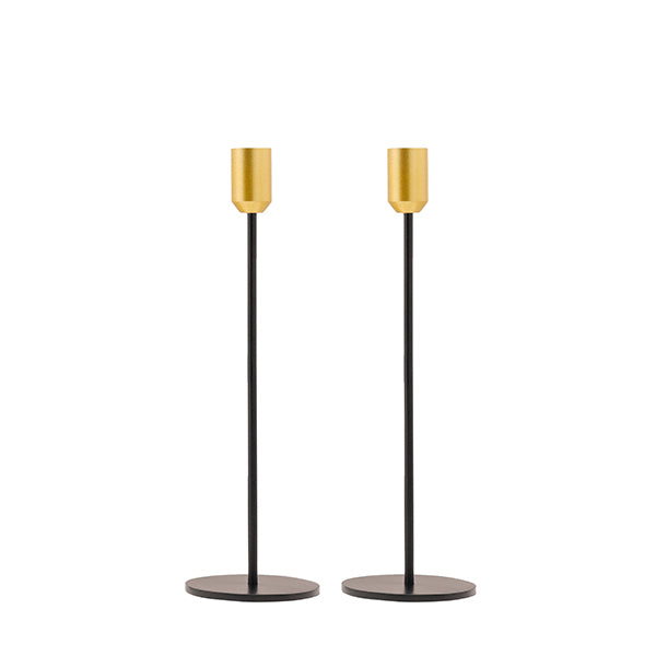 Modern Tapered Metal Candlestick, 11 Inch