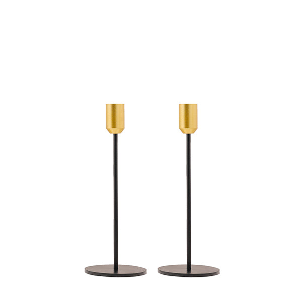 Modern Tapered Metal Candlestick, 9 Inch