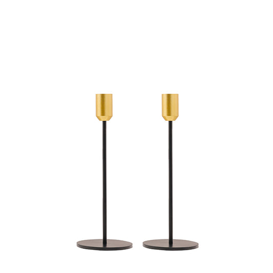 Modern Tapered Metal Candlestick, 9 Inch