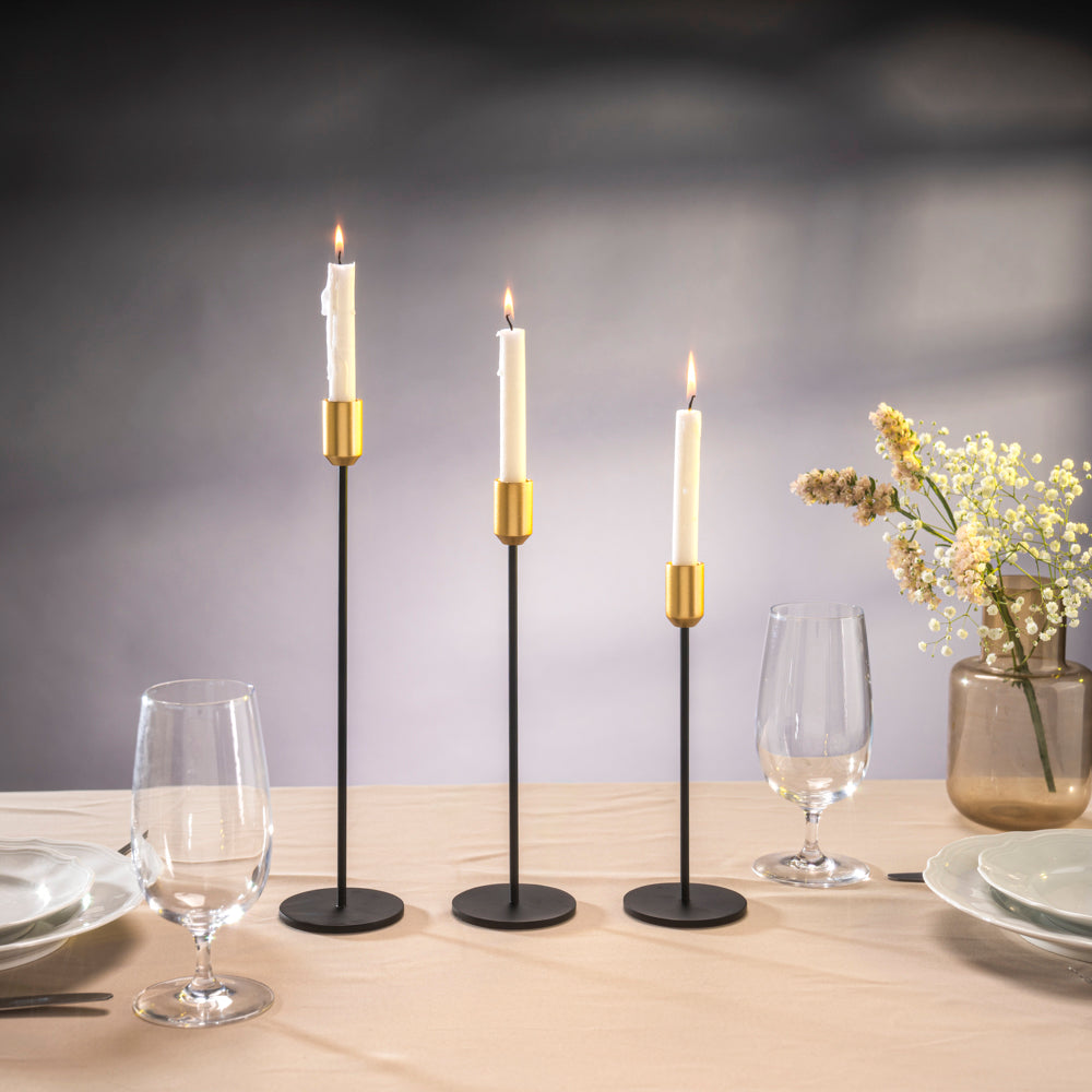 Yair Emanuel Modern Pillar Candle Holders – Brushed Brass Cup set of 3