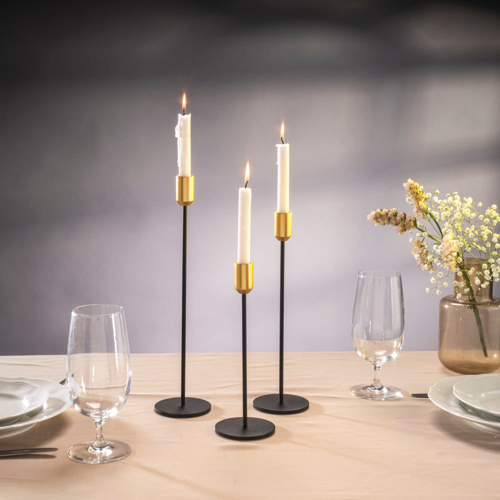 Yair Emanuel Modern Pillar Candle Holders – Brushed Brass Cup set of 3