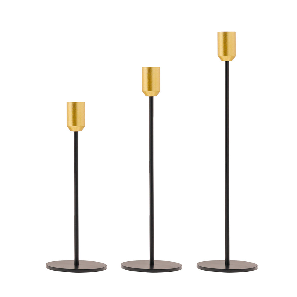 Yair Emanuel Modern Pillar Candle Holders – Brushed Brass Cup set of 3