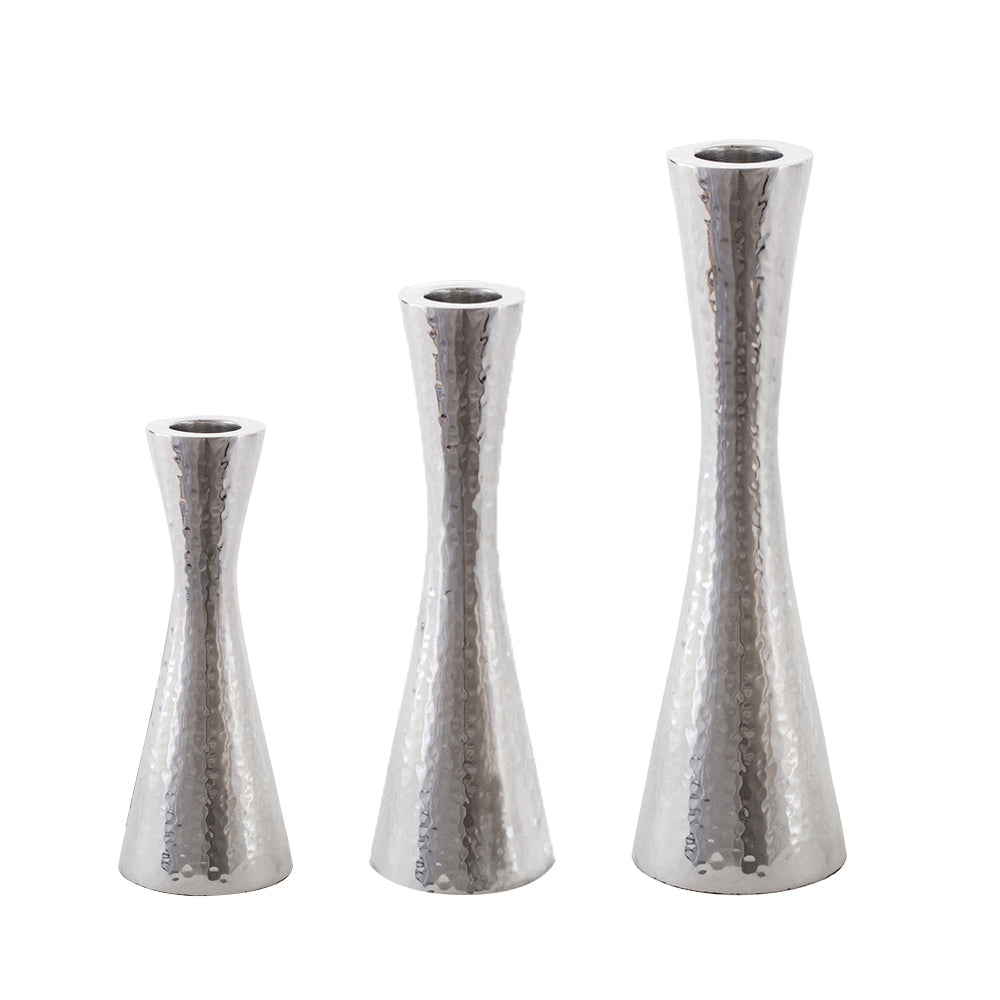 Hammered Pillar Candlestick Holders Set of 3 - 4.3"- 6.9"
