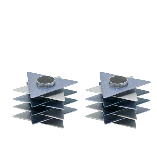 Star of David Shabbat Candlesticks 3" - Gray