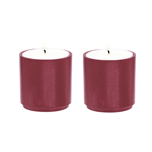 Modular Stackable Tea-light Candle Holders - Pair , Maroon