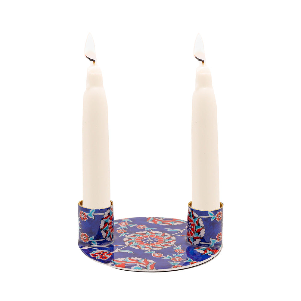 Flat Plate Shabbat Candle Holders – Oriental Tile Pattern