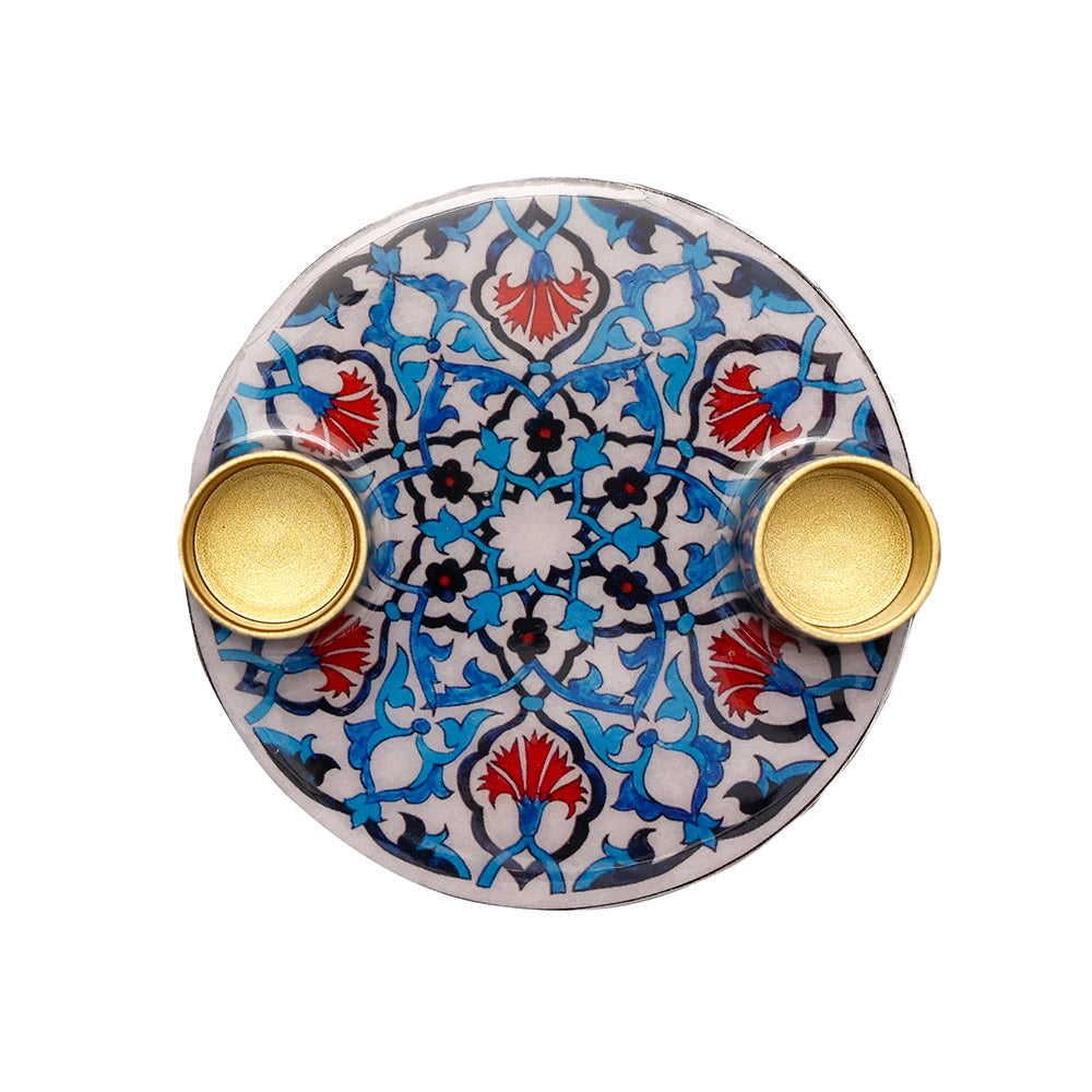 Flat Plate Shabbat Candle Holders – Oriental Tile Pattern