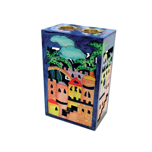Hand Painted Wood Candlesticks, Jerusalem