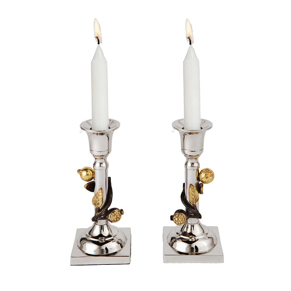 Shabbat Pillar Candlestick Holders – Pomegranates