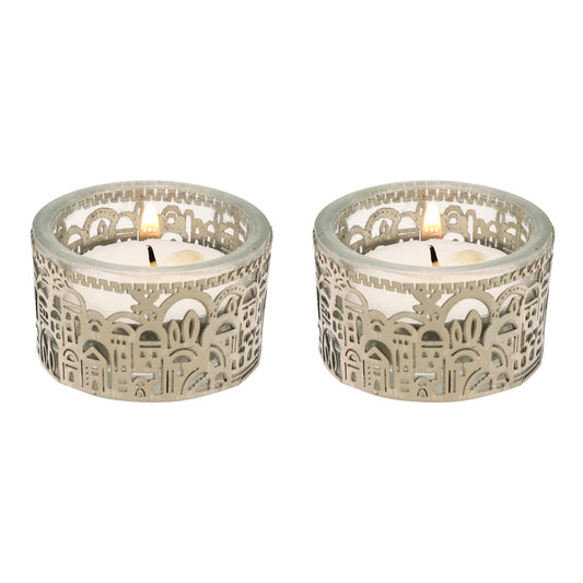 Tea Light Shabbat Candle Holders – Jerusalem