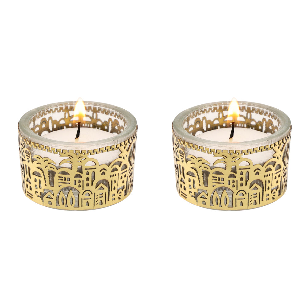 Tea Light Shabbat Candle Holders – Jerusalem