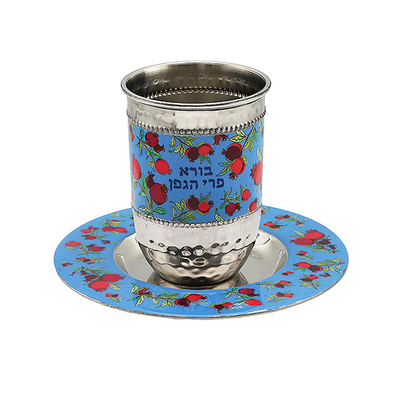 Stainless Steel Kiddush Cup Set – Colorful Enamel Decoration