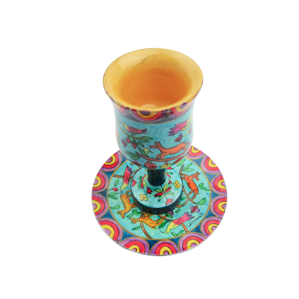 Hand-Painted Wooden Kiddush Cup Set – Flora and Fauna