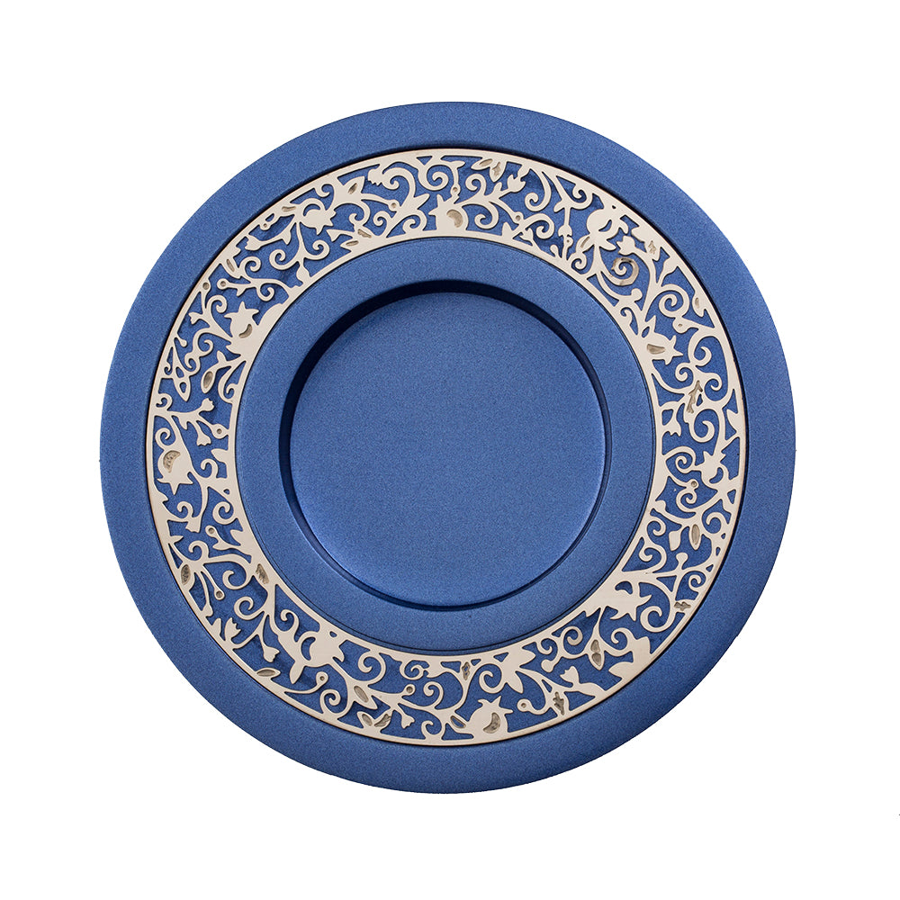 Anodized Aluminum Kiddush Cup and Plate Set – Pomegranate Trim