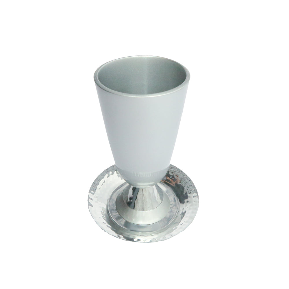 Anodized Aluminum Kiddush Cup – Silver with Hammered Finish