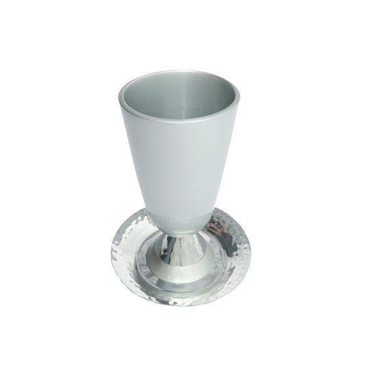 Anodized Aluminum Kiddush Cup – Silver with Hammered Finish