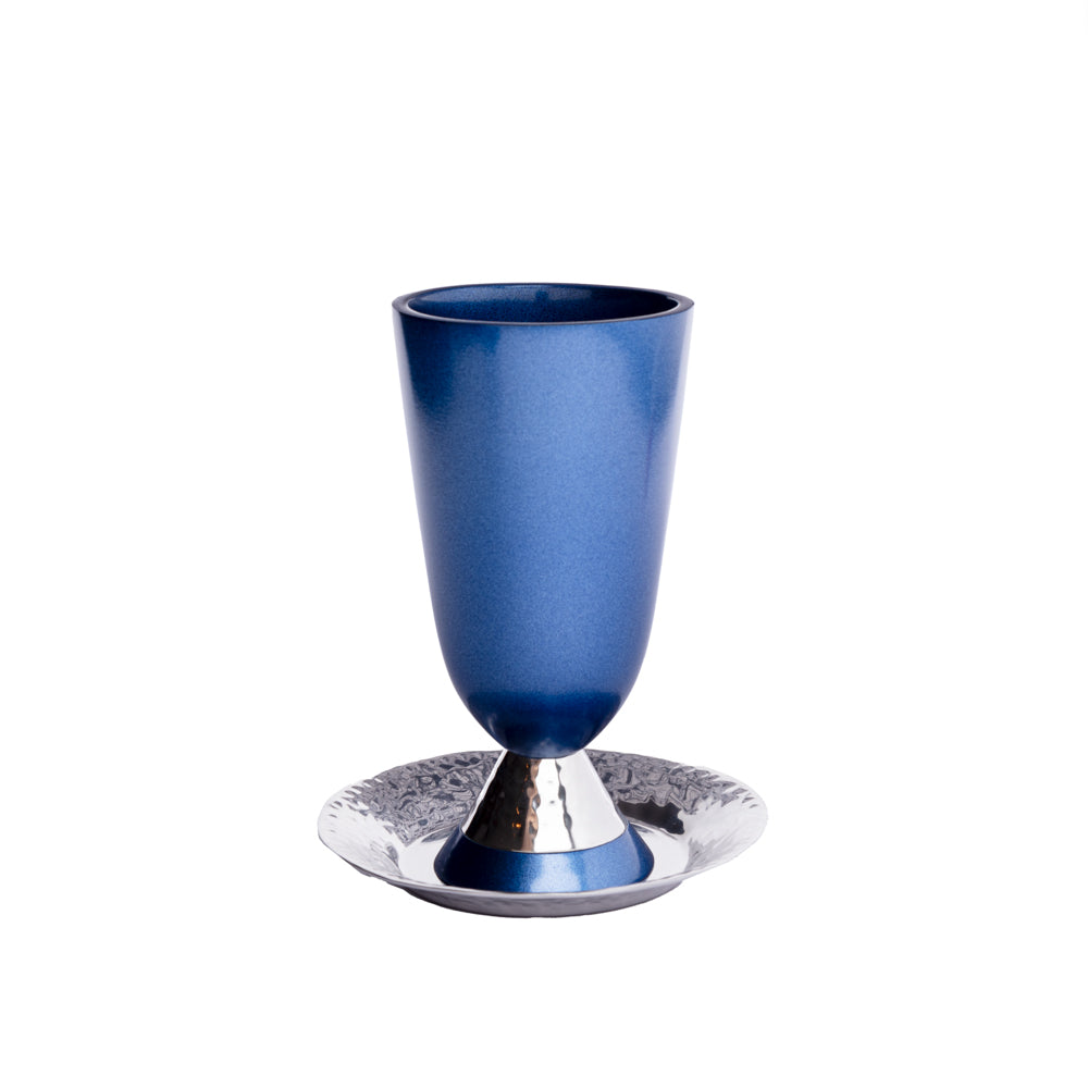 Anodized Aluminum Kiddush Cup – Silver with Hammered Finish