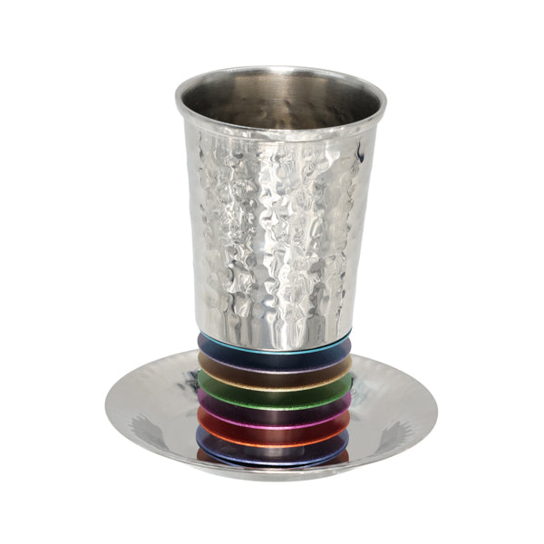 Hammered Kiddush Cup – Stacked Aluminum Rings