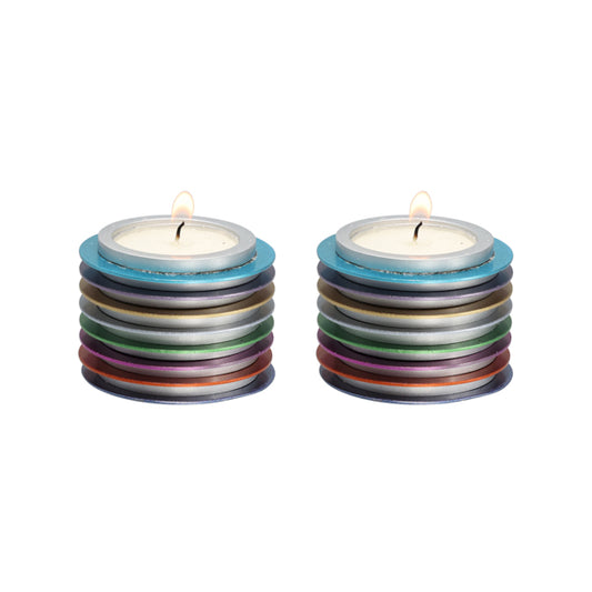 Modern Stacked Aluminum Shabbat Tea Light Holders – 2.5 Inch