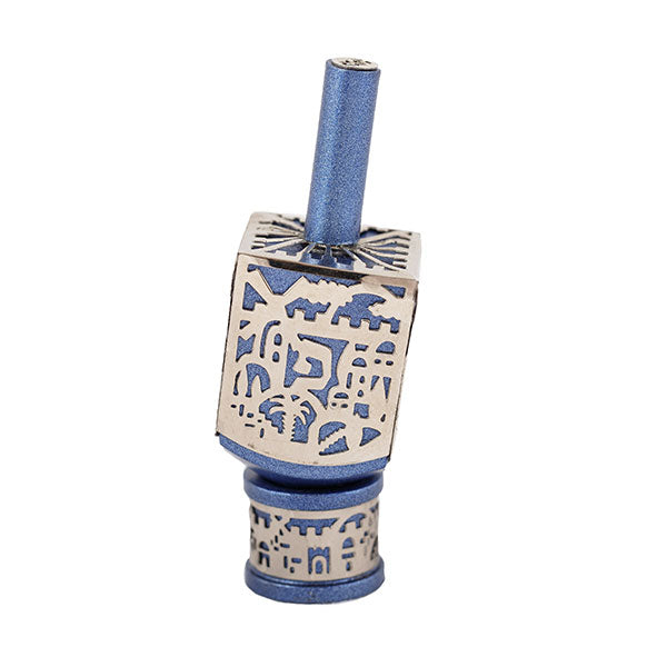 Small Decorative Dreidel with Stand – Jerusalem - Blue