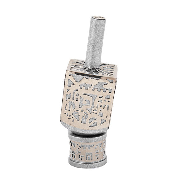 Small Decorative Dreidel with Stand – Jerusalem - Silver