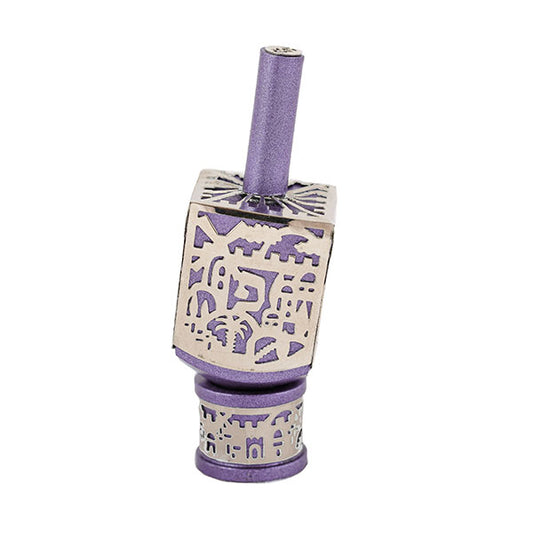 Small Decorative Dreidel with Stand – Jerusalem - Purple