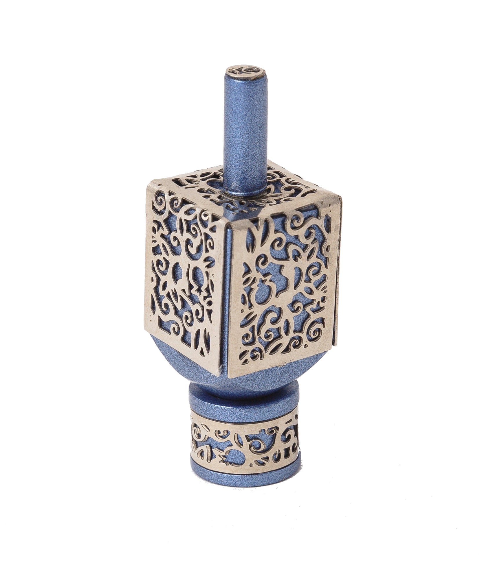 Small Decorative Dreidel with Stand – Pomegranates - Blue