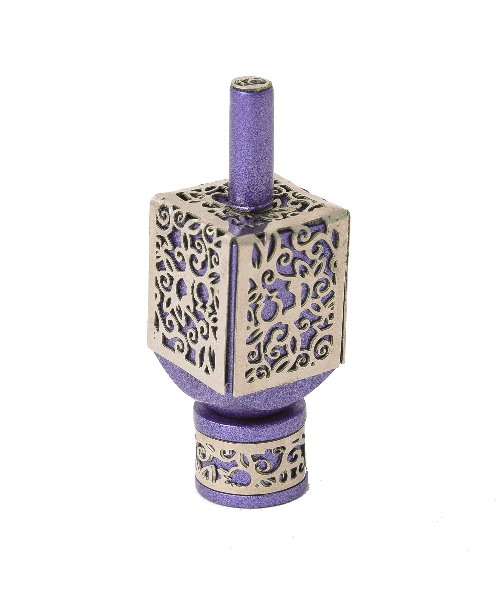 Small Decorative Dreidel with Stand – Pomegranates - Purple