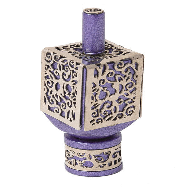 Medium Decorative Dreidel with Stand – Pomegranates - Purple