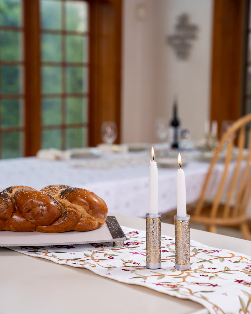 Table Runner with Silk Pomegranate Embroidery