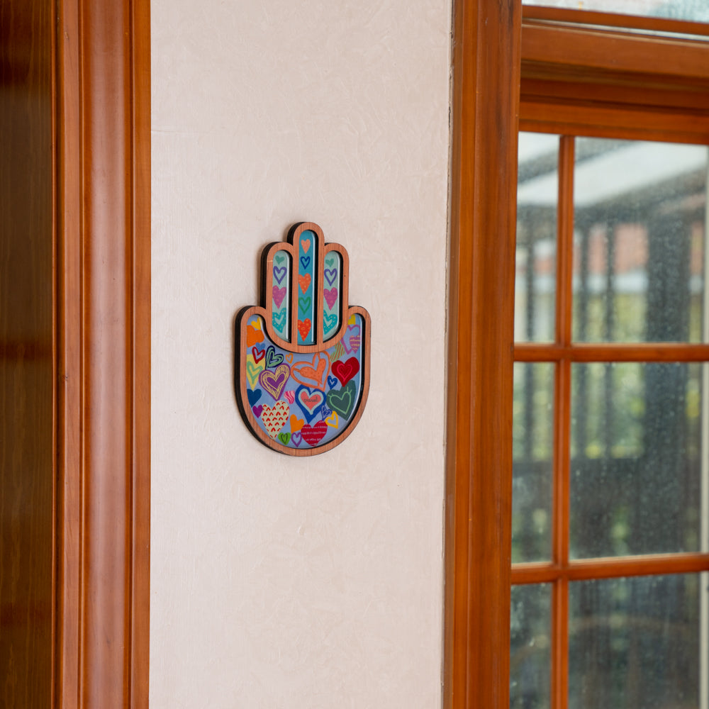 Modern Hamsa Wall Hanging - Colorful Enamel  9 Inch