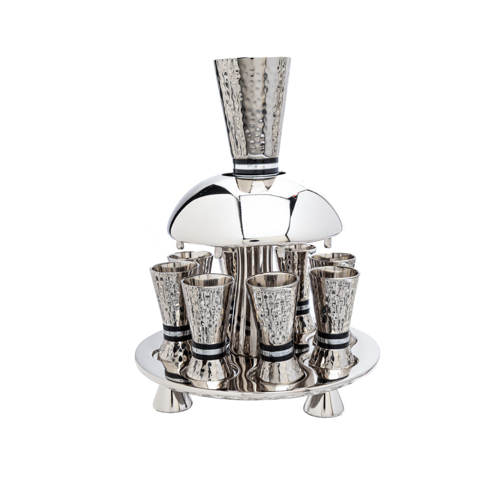 Wine Fountain Hammered Nickel – Colored Aluminum Rings - Black Rings